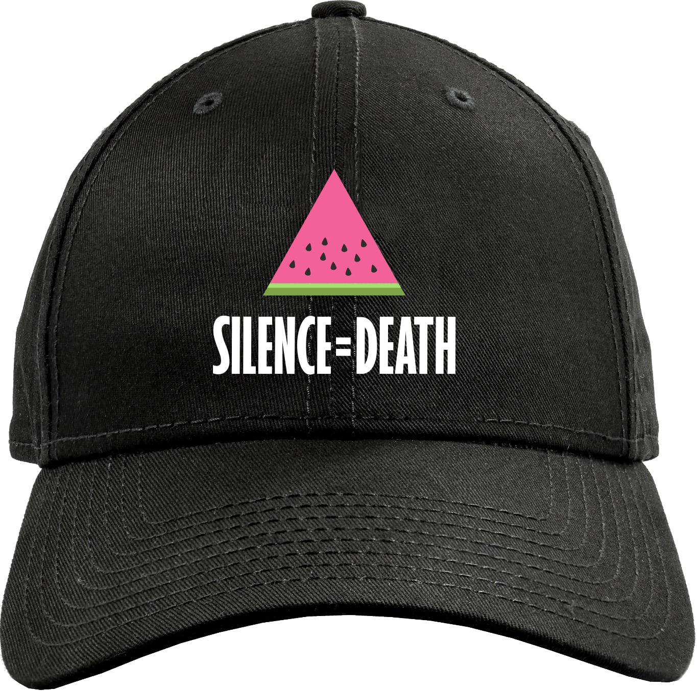 ACT UP NY, SILENCE=DEATH Watermelon Baseball Cap to Benefit Palestine, BLACK
